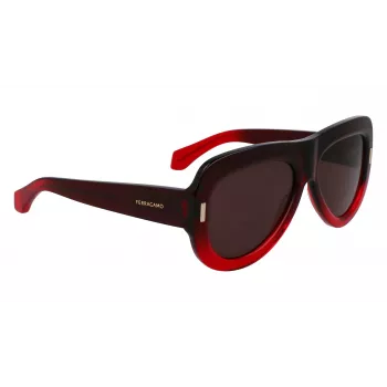 FERRAGAMO SF2029SE-615 naisten aurinkolasit - punainen asetaattikehys, harmaat liukuvärilinssejä, 57 mm