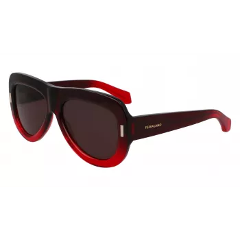 FERRAGAMO SF2029SE-615 naisten aurinkolasit - punainen asetaattikehys, harmaat liukuvärilinssejä, 57 mm