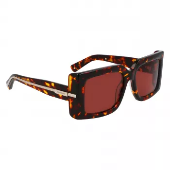 FERRAGAMO SF2032S-242 naisten aurinkolasit Havana asetaatti kulmikas kehys ruskeat liukuvärjätyt linssit 55/19/140 mm