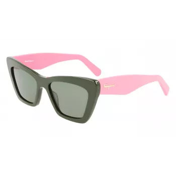 FERRAGAMO SF929S-304 naisten aurinkolasit Havana ruskea suorakaiteen muotoinen asetaatti 55mm