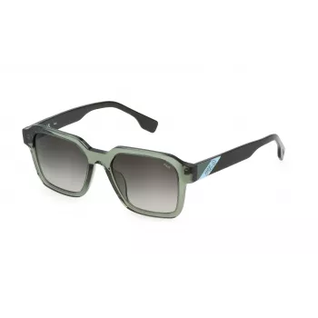 FILA SFI458-5206W5 unisex-aurinkolasit - musta asetaattikehys, harmaat polykarbonaattilinssit, UV400-suoja, 52 mm linssin leveys