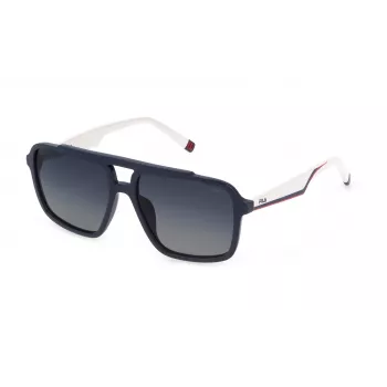 FILA SFI460-57D82P unisex-aurinkolasit, musta kehys, harmaat polarisoidut linssit, 57 mm