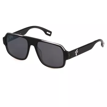 FILA SFI529-5401D1 unisex-suorakaiteen muotoiset aurinkolasit, musta kehys, savunharmaat linssit, 54/18/140 mm