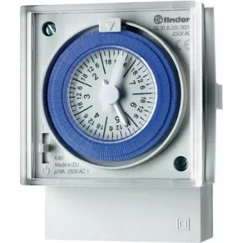 Finder 12.31.8.230.0007 mekaaninen ajastin, etupaneeliasennus, 230 V AC, 1 vaihtokosketin, 16 A, päiväohjelma, 48 segmenttiä, 100 h käyntivara