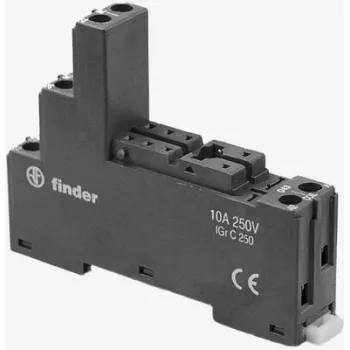 Finder 95.050 ruuviliitinjalusta releille sarjoille 40/44/51/52/61, DIN-kisko-/paneeliasennus, 8-napainen, 10 A, 250 V AC, musta