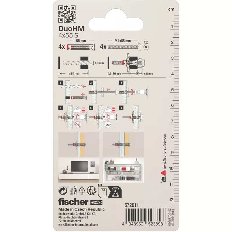 Fischer DuoHM 4x55 S PH PZ ontelorasia tulppa 55 mm 4 kpl 572911