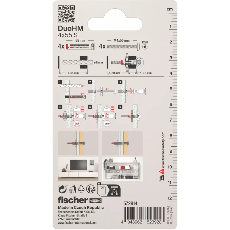 Fischer DuoHM 4x55 S PH TX ontelotulppa 55 mm 4 kpl 572914