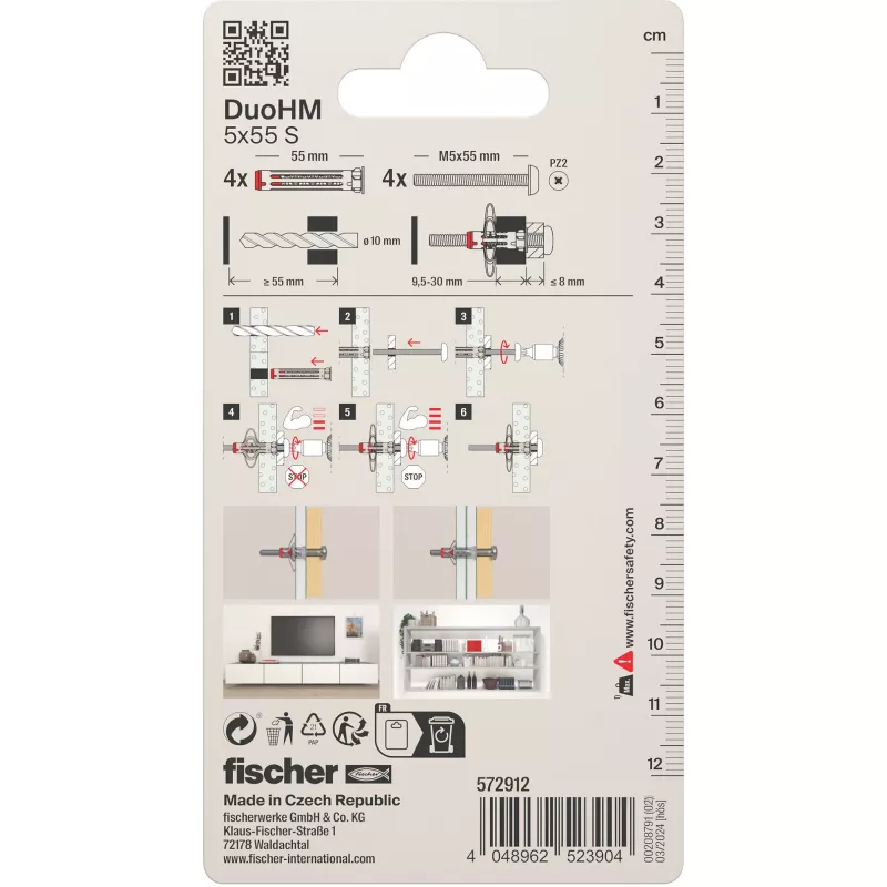 Fischer DuoHM 5x55 S PH PZ ontelorasiaproppu 55 mm 4 kpl 572912
