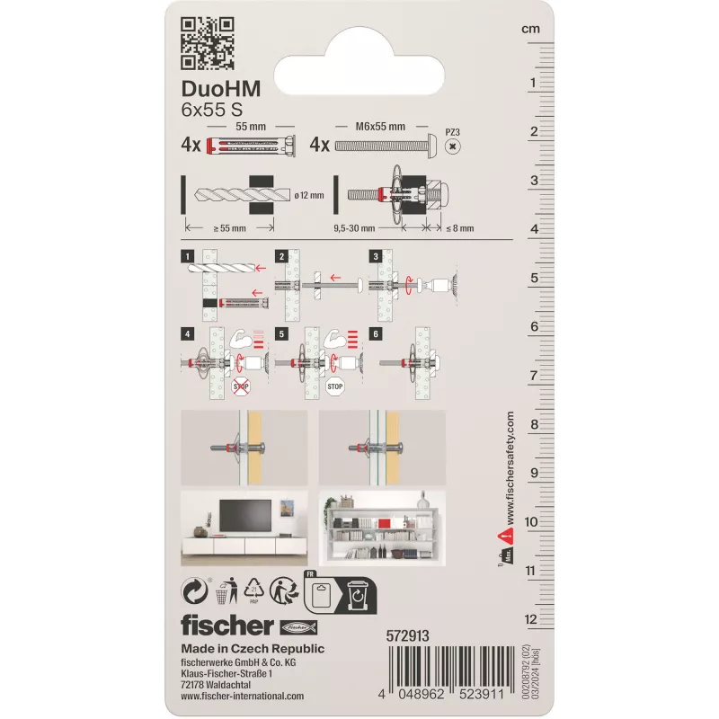 Fischer DuoHM 6x55 S ontelotulppa ruuveilla, 4 kpl 572913