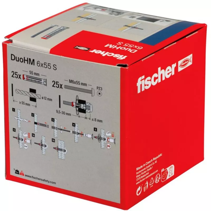 fischer DuoHM 6x55 S PH PZ ontelotulppa 55 mm, 25 kpl 572922