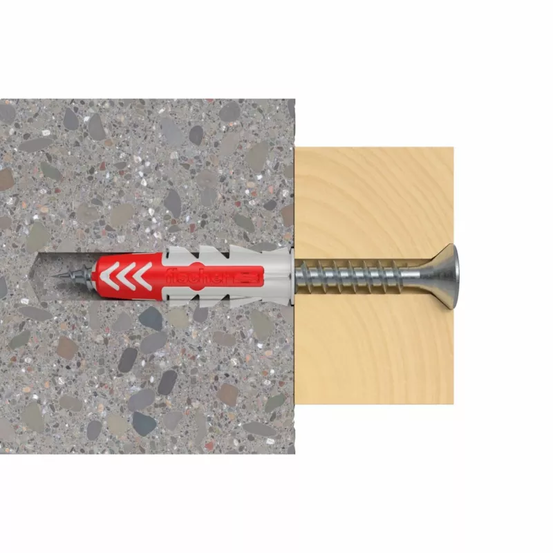 fischer DUOPOWER 6x30 yleistulppa BigBox, vaaleanharmaa/punainen, 950 kpl, uudelleensuljettava laatikko 570548
