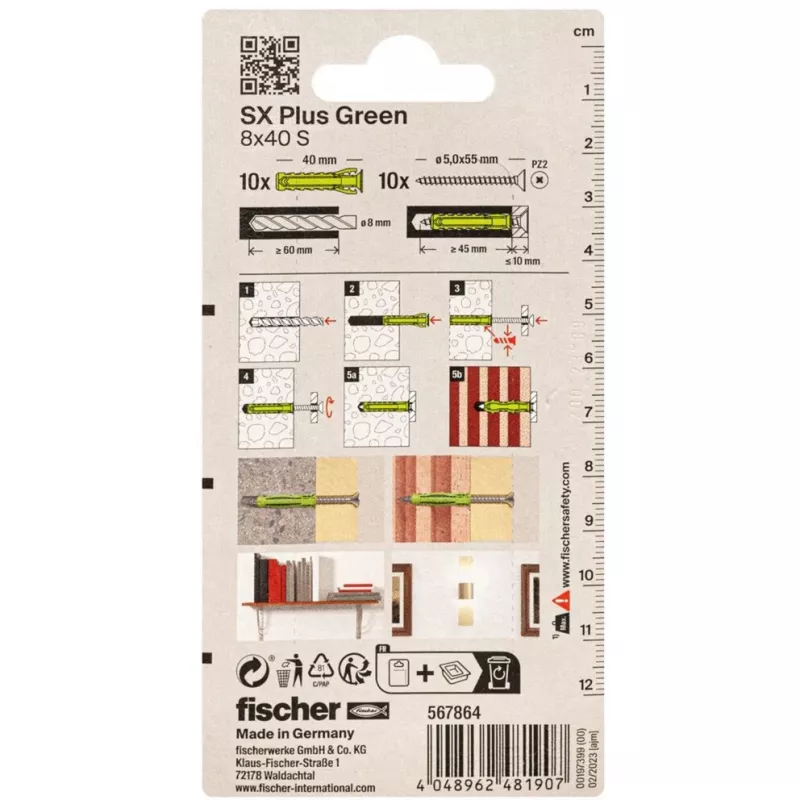 Fischer SX Plus Green 8x40 S K kiilatulppa ruuvilla, 10 kpl (567864)