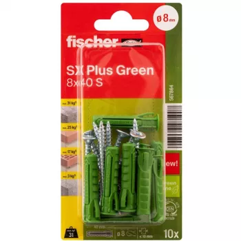 Fischer SX Plus Green 8x40 S K kiilatulppa ruuvilla, 10 kpl (567864)
