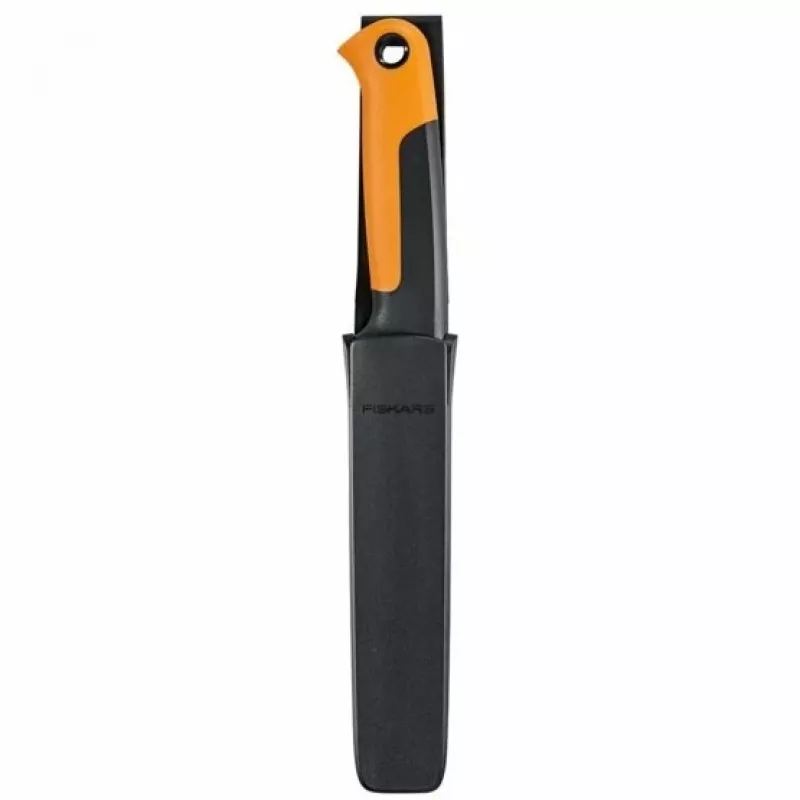 Fiskars X-series K82 sadonkorjuuveitsi, ruostumaton terä, SoftGrip-kahva, 15 cm, musta/oranssi