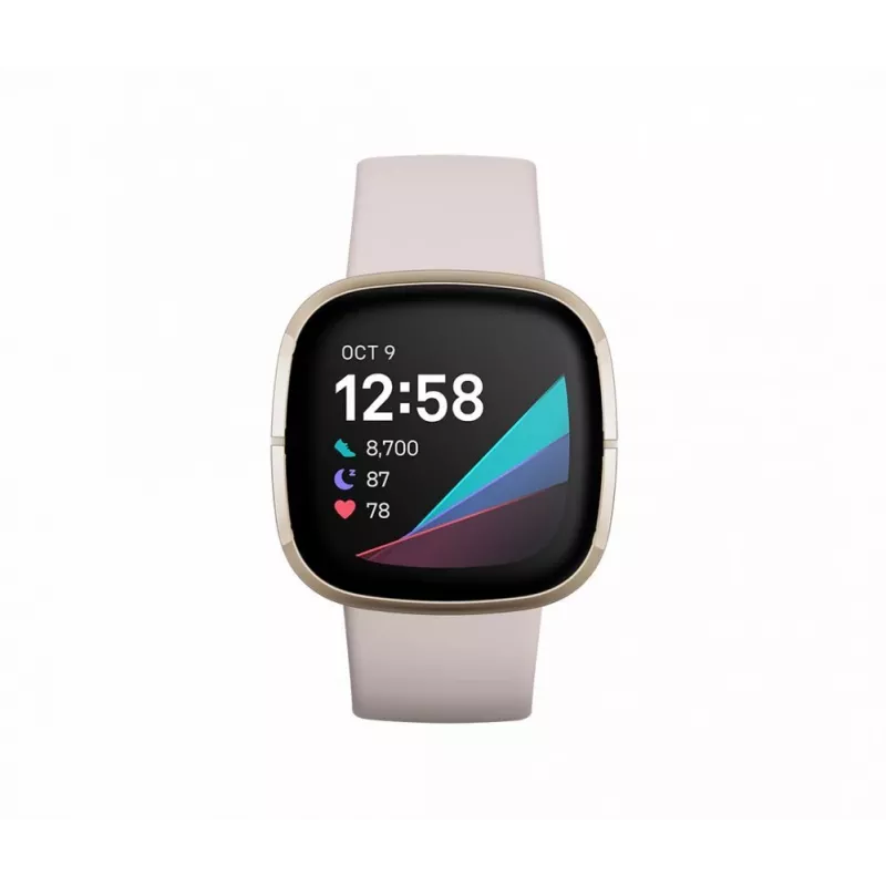 Fitbit Sense Lunar Soft Gold ruostumaton teräs valkoinen