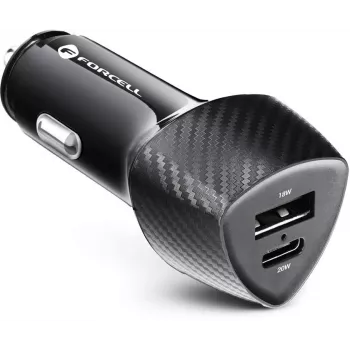 Forcell Carbon CC50-1A1C 38W autolaturi USB-C PD 3.0 + USB-A QC 3.0 musta