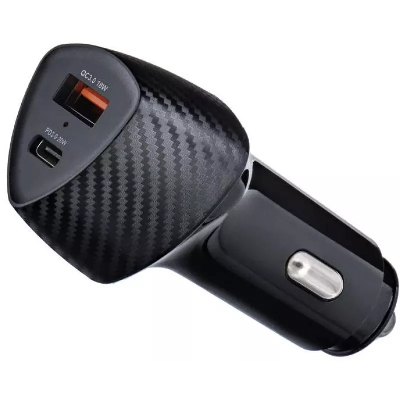 Forcell Carbon CC50-1A1C 38W autolaturi USB-C PD 3.0 + USB-A QC 3.0 musta
