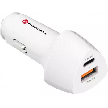 Forcell Carbon CC50-1A1C 38W USB-C PD + USB-A QC 3.0 autolaturi - valkoinen