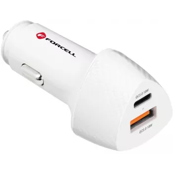 Forcell Carbon CC50-1A1C 38W USB-C PD + USB-A QC 3.0 autolaturi - valkoinen