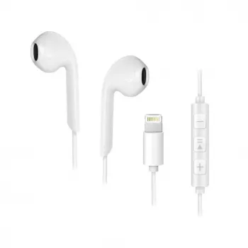 Forcell F-Audio HR-ME25 Lightning nappikuulokkeet mikrofonilla ja kaukosäätimellä, valkoinen