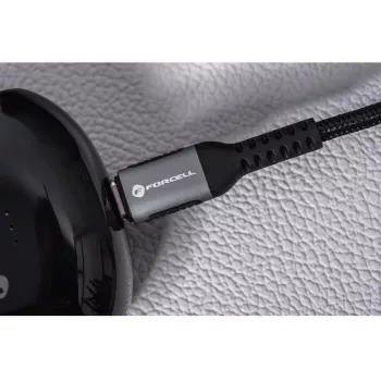 FORCELL F-Energy Cafule USB-C - USB-C -kaapeli 1,2 m 240 W 5 A PD QC 4.0 punottu musta