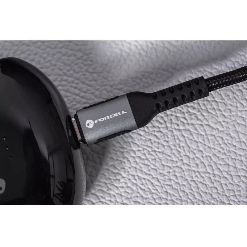 Forcell F-Energy Cafule USB-C - USB-C -kaapeli 2 m 240 W PD 5A QC 4.0 punottu musta