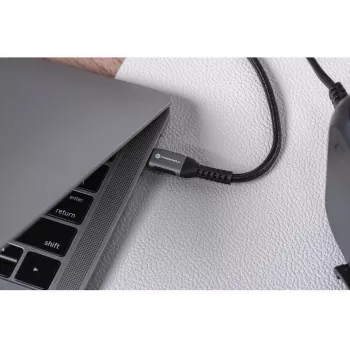Forcell F-Energy Cafule USB-C - USB-C -kaapeli 3 m 240W PD 3.1 QC 4.0 punottu musta