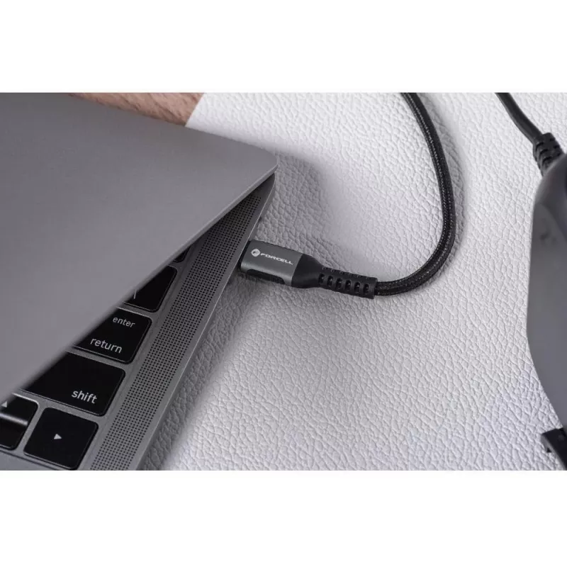 Forcell F-Energy Cafule USB-C - USB-C -kaapeli 3 m 240W PD 3.1 QC 4.0 punottu musta