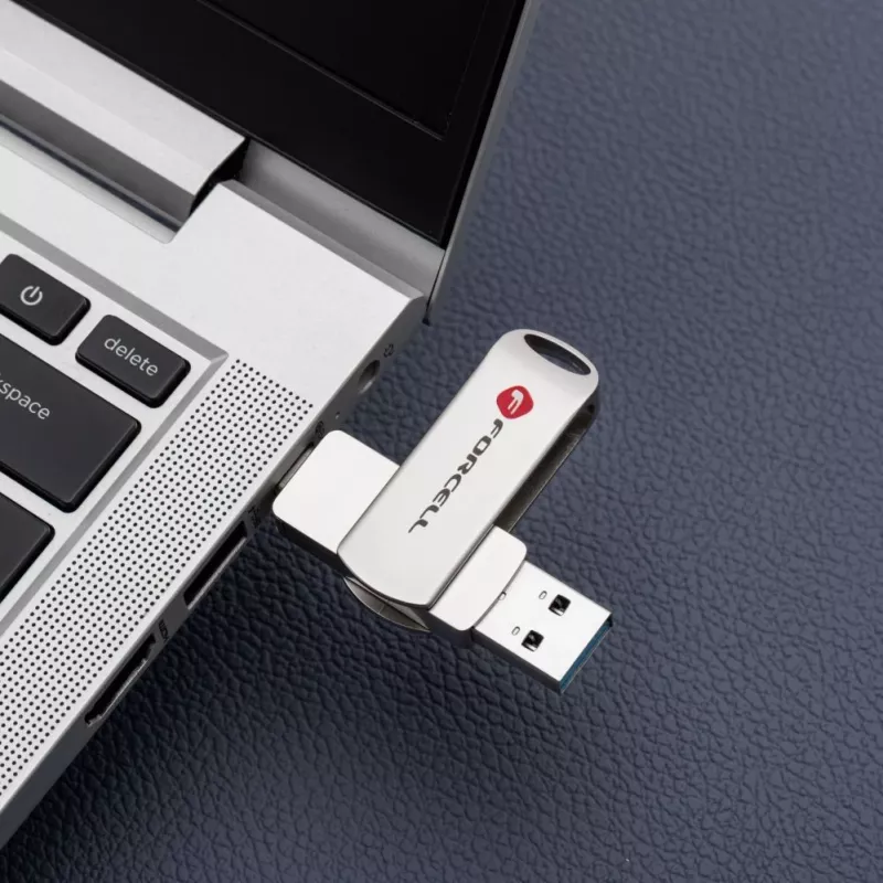 Forcell USB-muistitikku 64GB USB 3.2 Gen 1 (USB-A / USB-C) F-Data Metal Duo Silver