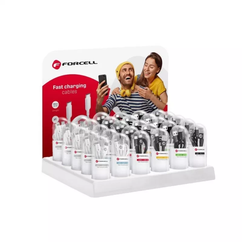 Forcell USB-C - USB-C kaapeli F-Energy QC PD Tube 1m C293 musta