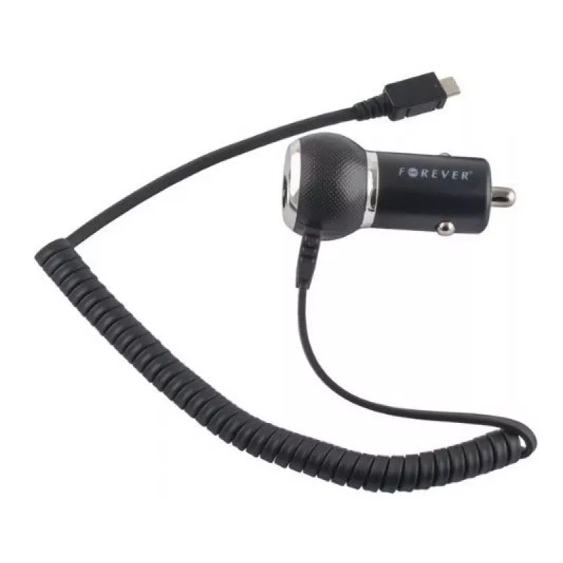 Forever 1A kompakti autolaturi Micro USB (yleinen) 1,2m kaapeli EU blister musta