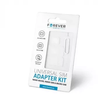 Forever yleinen NANO SIM/Micro, Micro SIM - NANO/SIM (3in1) SIM-korttisovitinsarja työkalulla