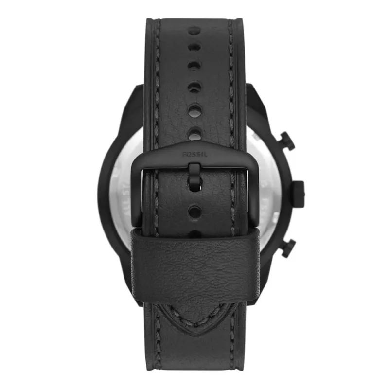 Fossil FS5874 miesten kello sininen kellotaulu ja ruskea nahkaranneke 42 mm