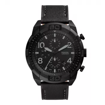 Fossil FS5874 miesten kello sininen kellotaulu ja ruskea nahkaranneke 42 mm