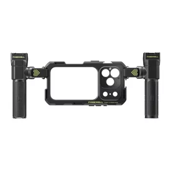 Freewell Genius Rig -puhelinteline iPhone 17 Pro Max -puhelimelle - musta alumiiniseoskehikko kaksoiskahvoilla
