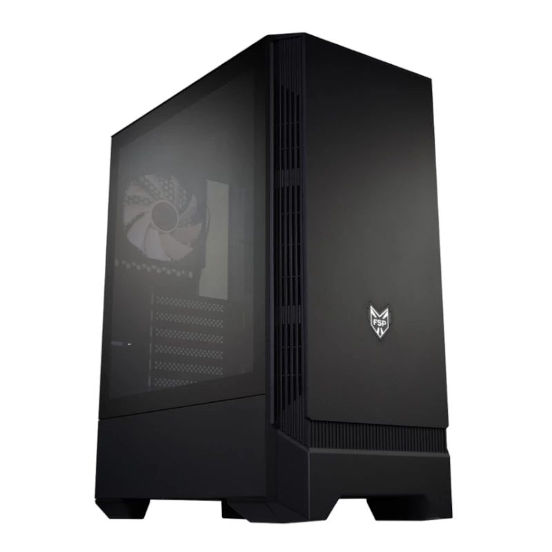 FSP CMT260 ATX Mid-Tower -pelikotelo - Tempered Glass, musta