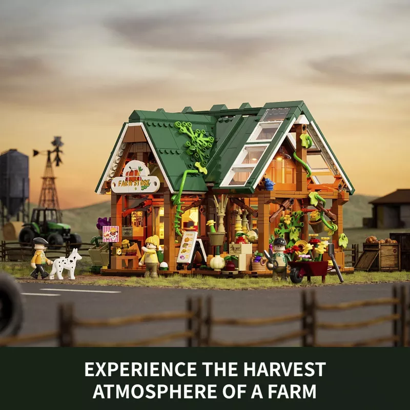 Funwhole Lumibricks Farm Store -rakennussarja (2688 osaa) LED-valaistuksella