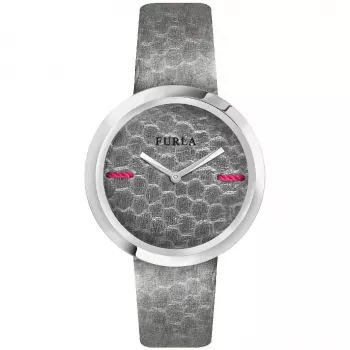 FURLA Giada naisten kvartsikello R4251110501 34mm hopeinen kellotaulu pinkki nahkaranneke