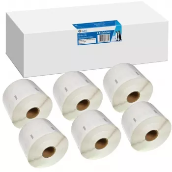 G&G-yhteensopivat tarrakiinnitysrullat 32x57 mm musta valkoisella, 6 rullaa x 1000 tarraa, Dymo 11354/S0722540