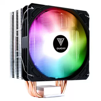 GAMDIAS Boreas E1-410 Lite RGB CPU-ilmajäähdytin - 120 mm PWM-tuuletin, 4 Direct-Contact-lämpöputkea, 180W TDP, RGB-valaistus, yhteensopiva Intel LGA1700/1200/115X & AMD AM5/AM4, musta