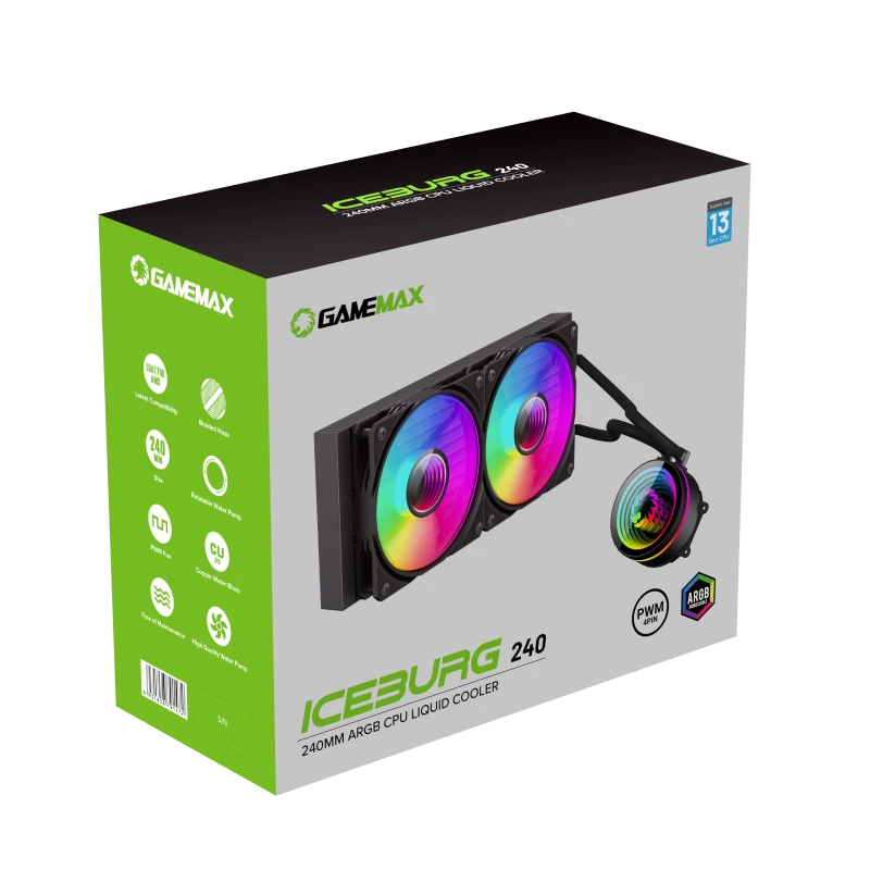 GAMEMAX ICEBURG 240 INFINITY CPU-nestekühler, musta