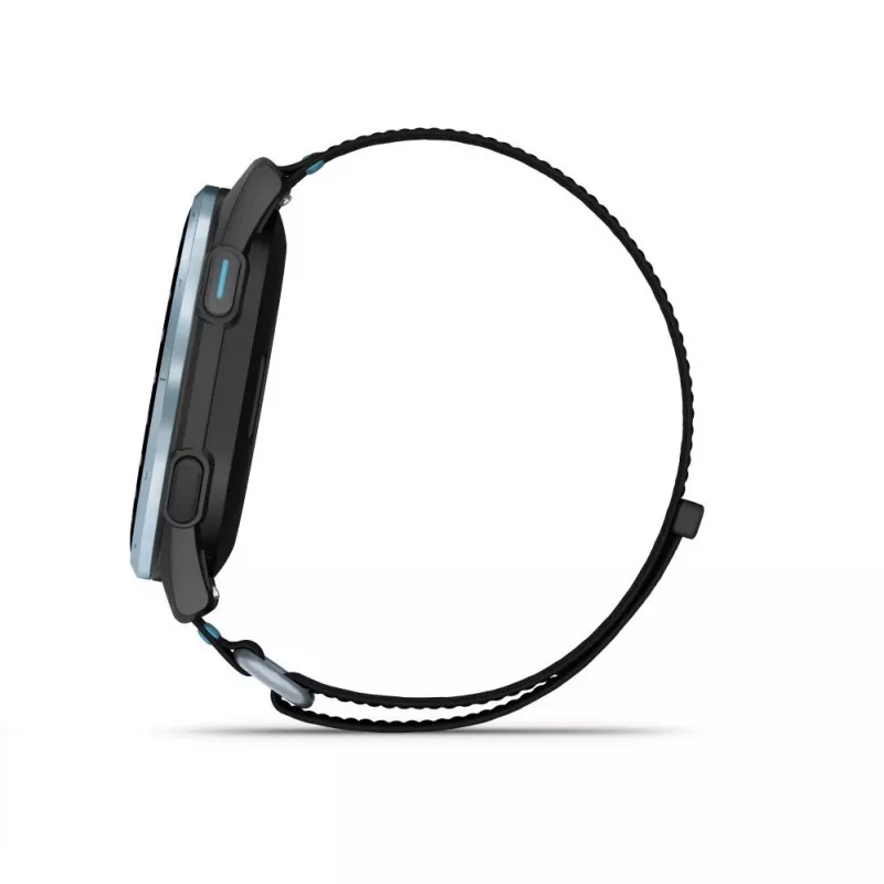 Garmin Approach J1 Cloud Blue alumiinikehys mustalla/taivaansinisellä ComfortFit-kangasrannekkeella