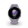 Garmin Approach J1 hopeinen alumiinikehys ja Lilac ComfortFit kangasranneke
