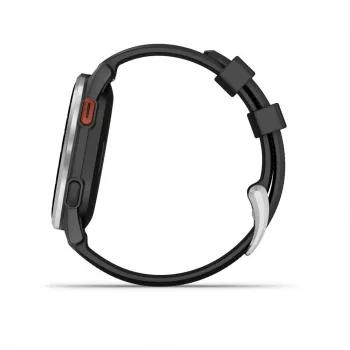 Garmin Approach S44 hopeinen alumiinikehä mustalla silikonirannekkeella
