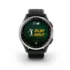 Garmin Approach S44 hopeinen alumiinikehä mustalla silikonirannekkeella
