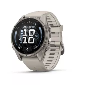 Garmin fenix 9 43 mm Titanium Fog Grey -rannekkeella