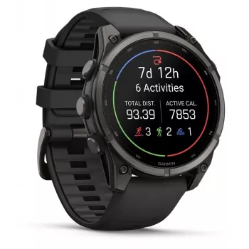 Garmin fenix 9 – 47 mm, Carbon Grey DLC -titaani, musta silikoniranneke