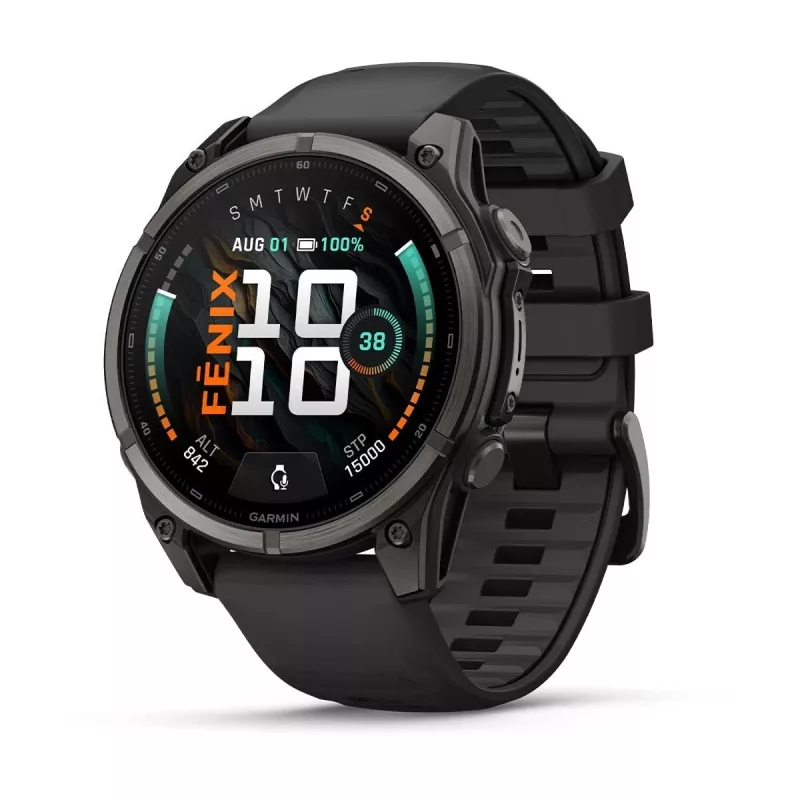 Garmin fenix 9 – 47 mm, Carbon Grey DLC -titaani, musta silikoniranneke