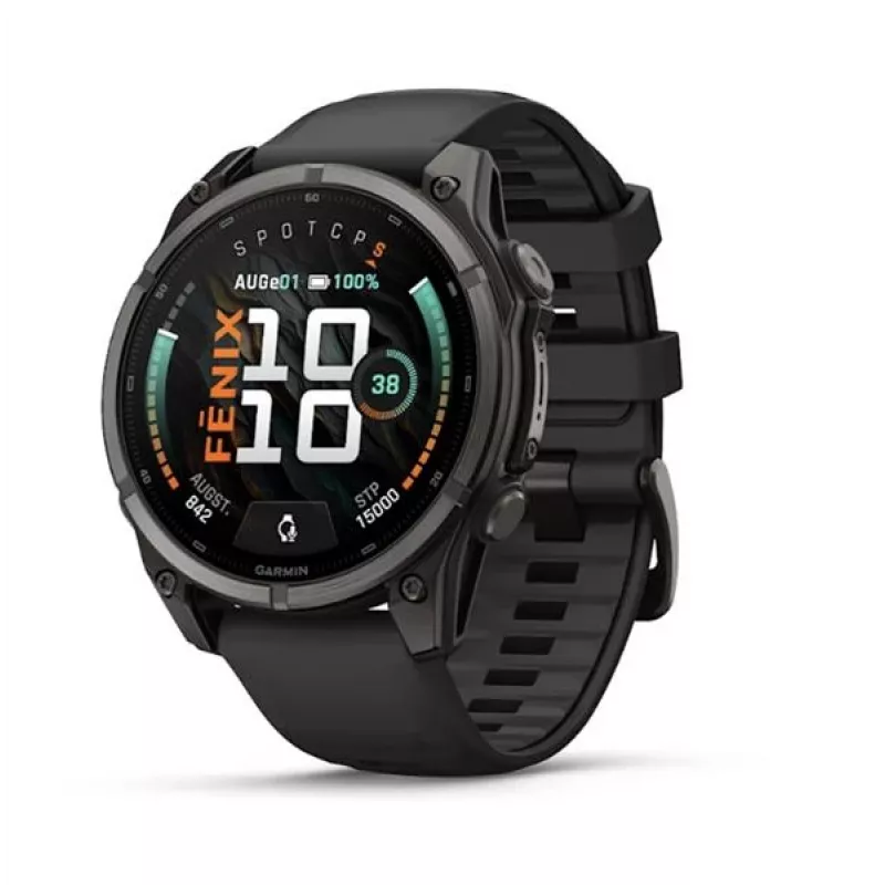 Garmin fenix 9 – 47 mm, Carbon Grey DLC -titaani, musta silikoniranneke
