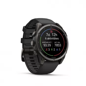 Garmin fenix 9 – 47 mm, Carbon Grey DLC -titaani, musta silikoniranneke